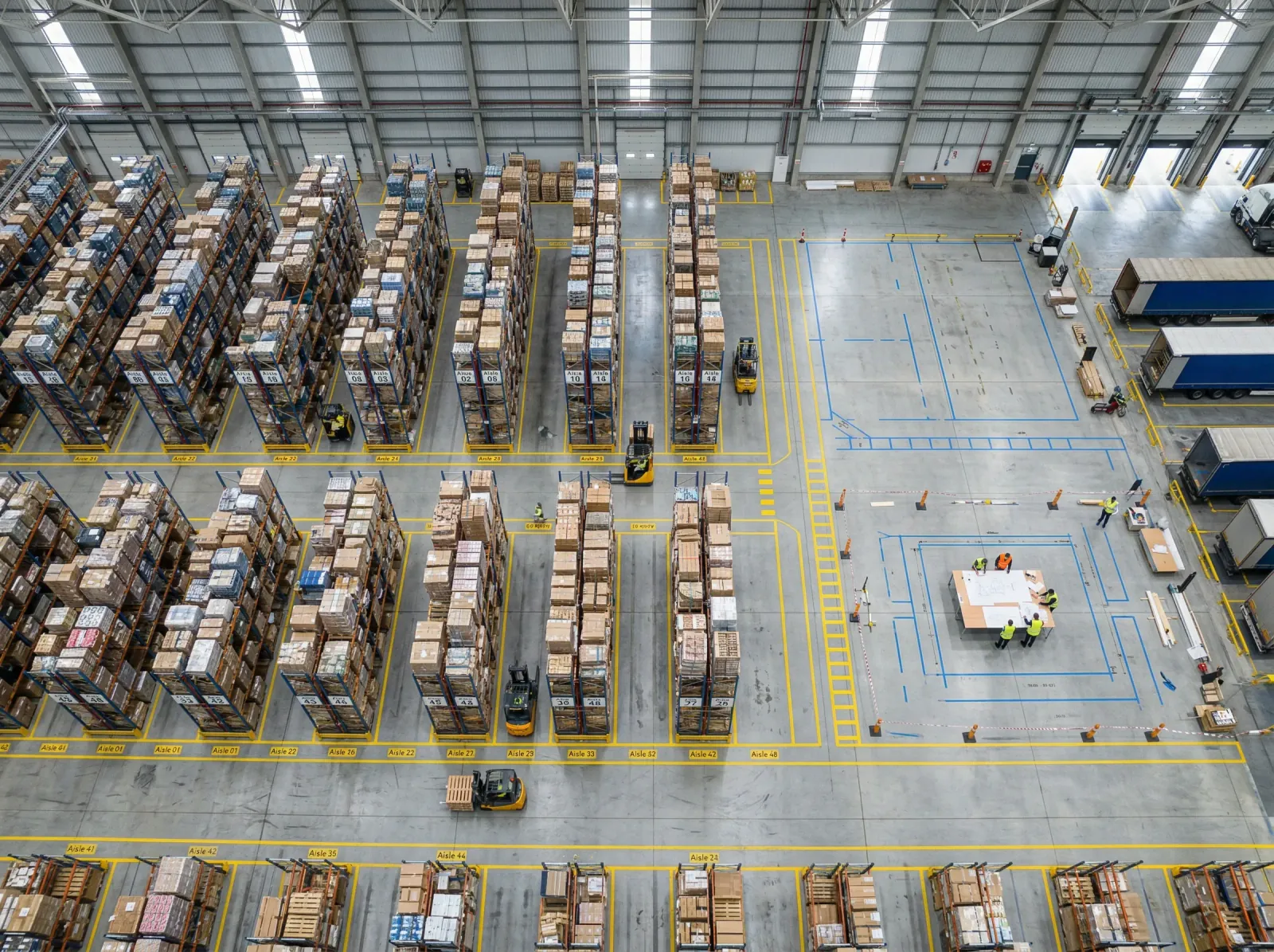 Warehouse designer planning pallet racking layout for a Baltimore, MD facility